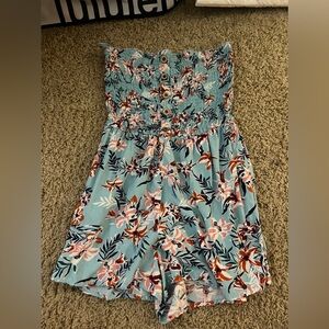 one piece outfit, size small(4), blue with floral design